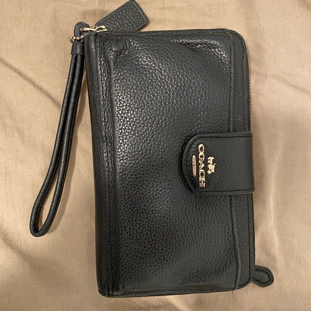 Coach leather wristlet wallet